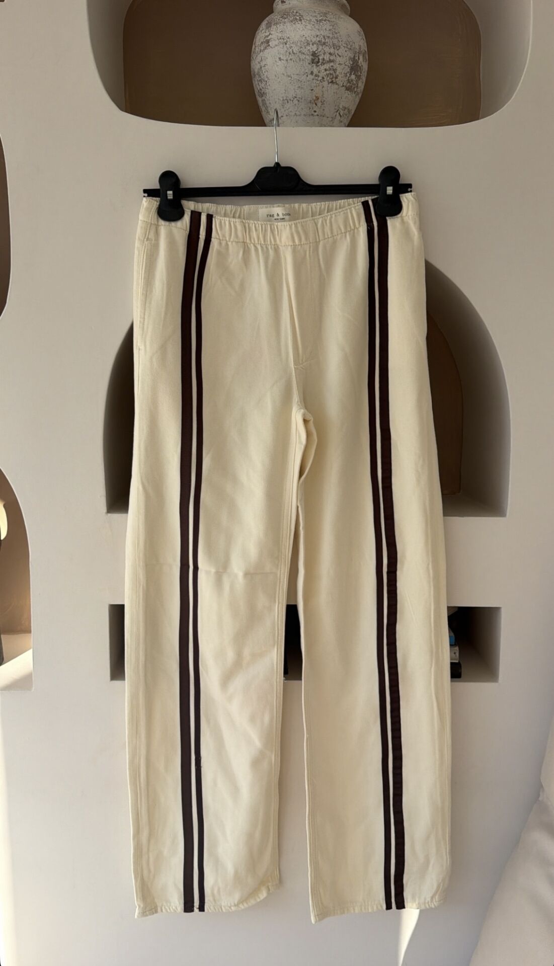 Rag bone şeritli krem jean