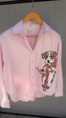 milano köpekli pembe gömlek