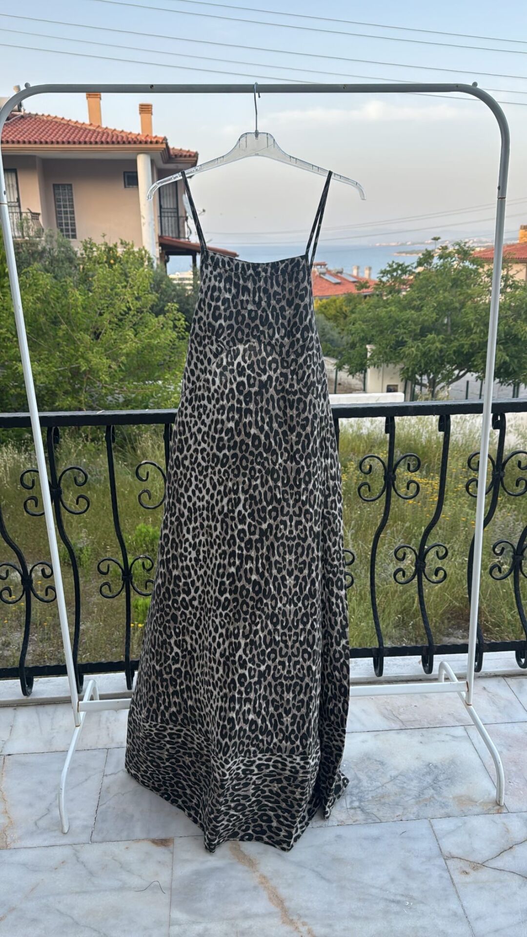 İtalyan keten leopar elbise