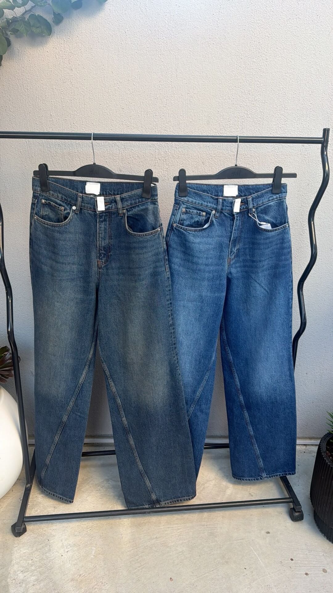 Wide leg paça detaylı kadın jean yeşilli